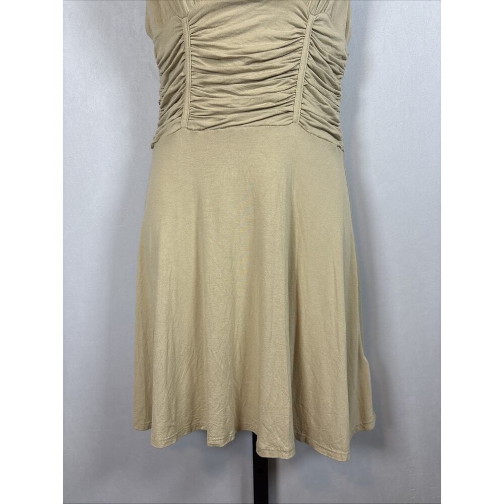 Free People FP Beach Sleeveless Dress Women's Small Dusty Yellow Deep V Ruched - Picture 3 of 10